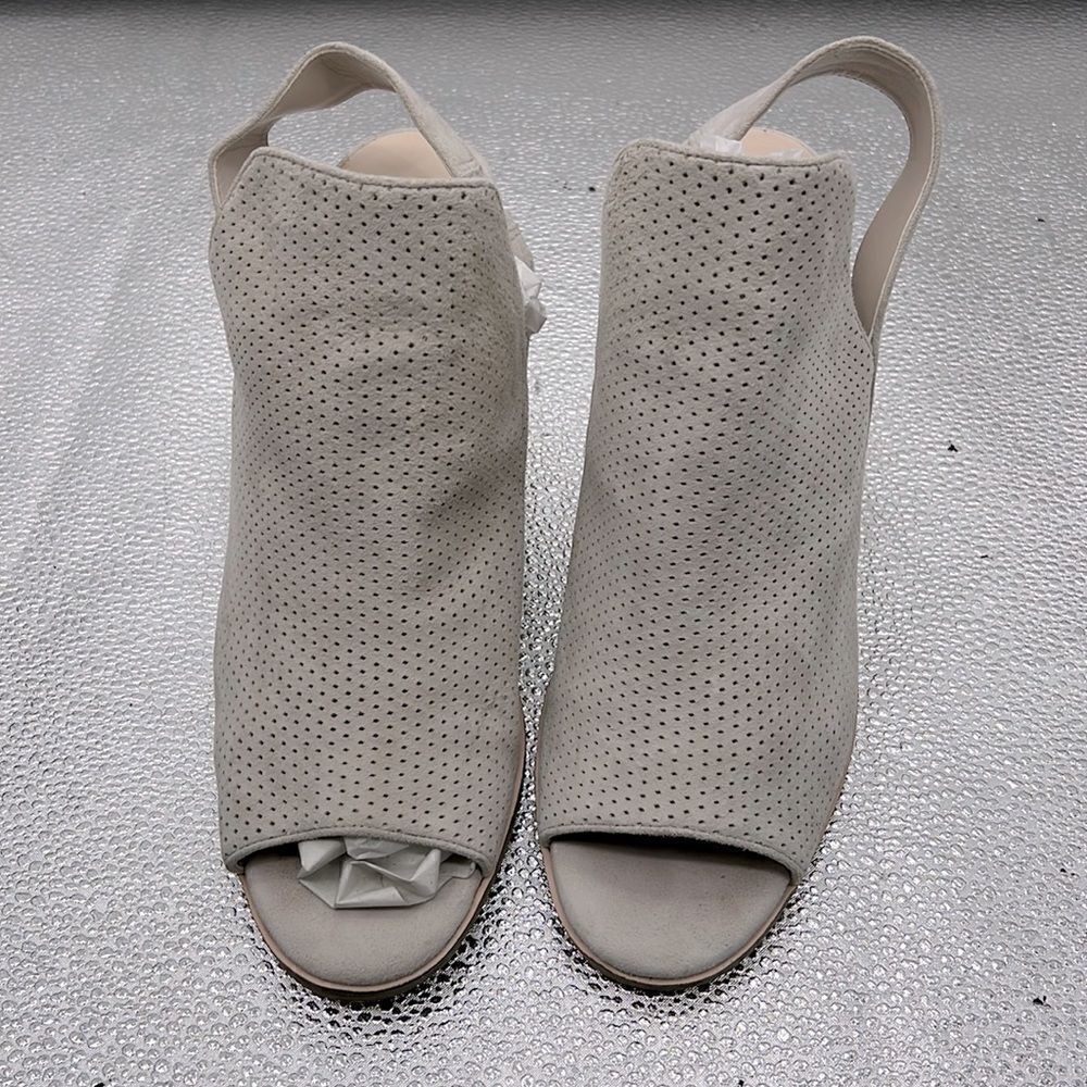 Cole Haan Calista sesame perforated suede block heel shoes